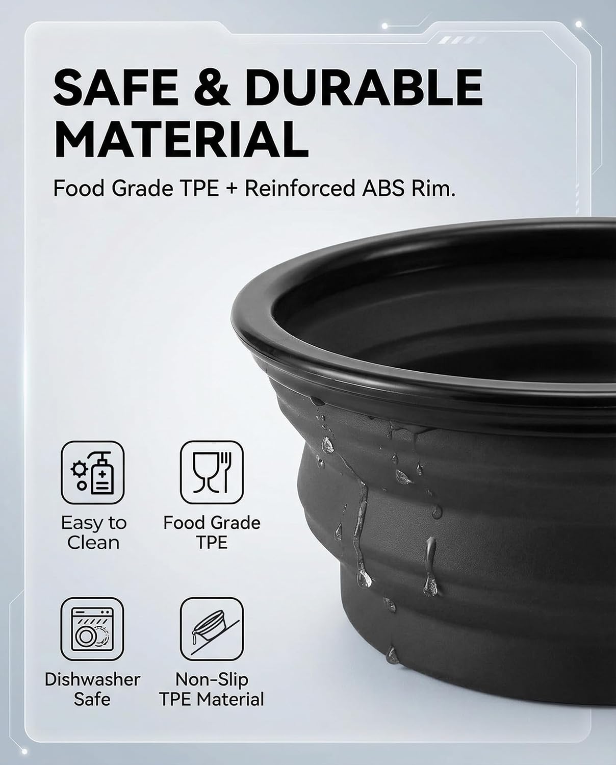 Collapsible Dog Bowls for Travel, 2-Pack Dog Portable Water Bowl for Dogs Cats Pet Foldable Feeding Watering Dish for Traveling Camping with Carabiners, BPA Free (Black+Grey, Medium)