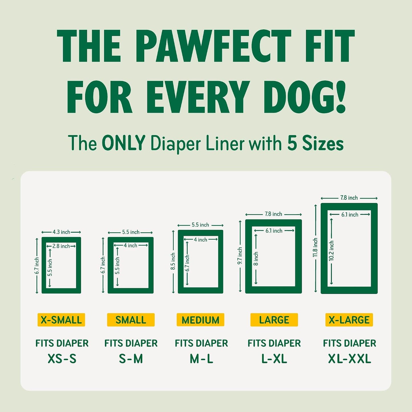 Dog Diaper Liners, Booster Pads for Male & Female Dogs, 100Ct, XS | Extra Leak Protection