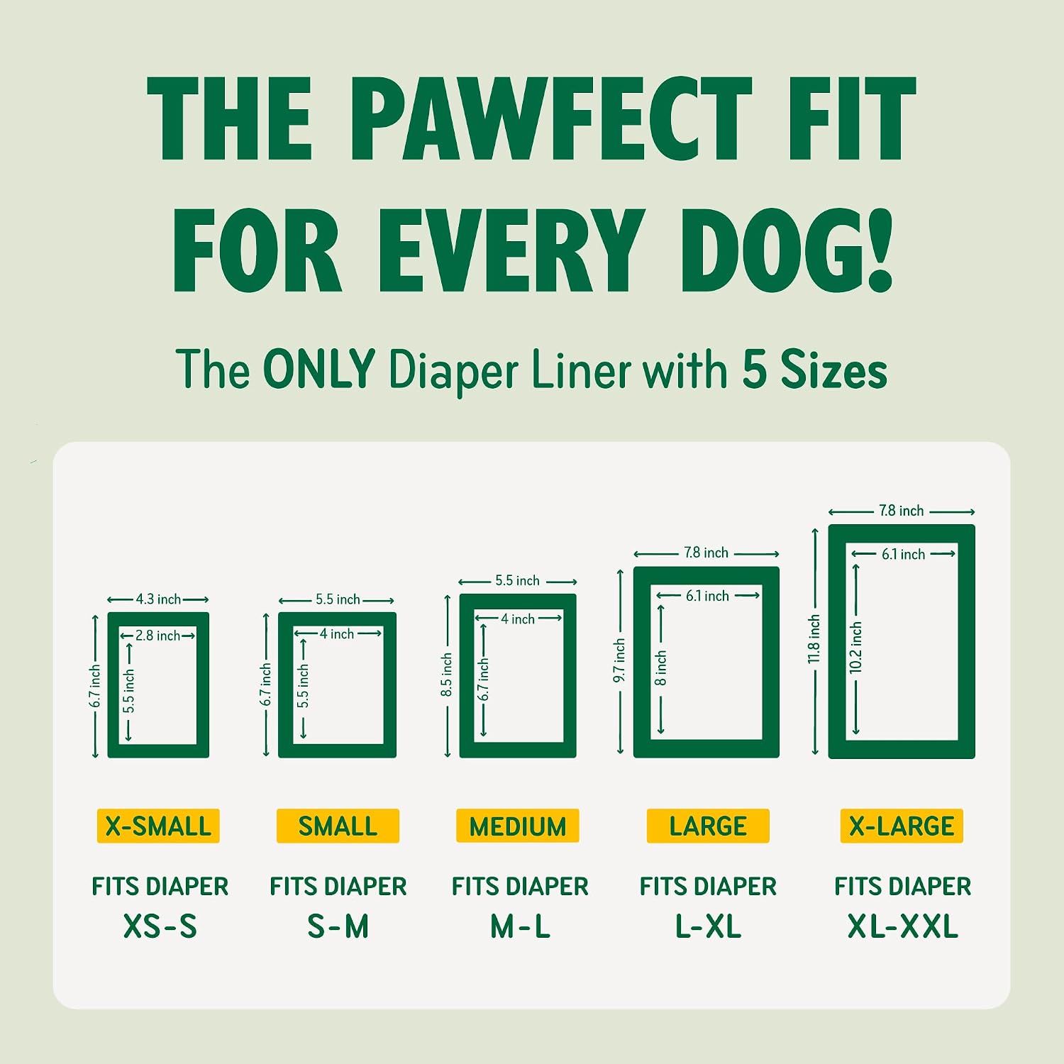 Dog Diaper Liners, Booster Pads for Male & Female Dogs, 100Ct, XS | Extra Leak Protection