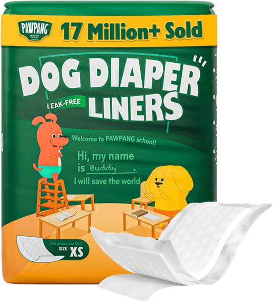Dog Diaper Liners, Booster Pads for Male & Female Dogs, 100Ct, XS | Extra Leak Protection