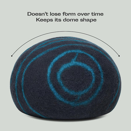 Cat Cave – Premium Felt Cat Bed for Indoor Cats, Handmade 100% Merino Wool (Large, Black Aqua)